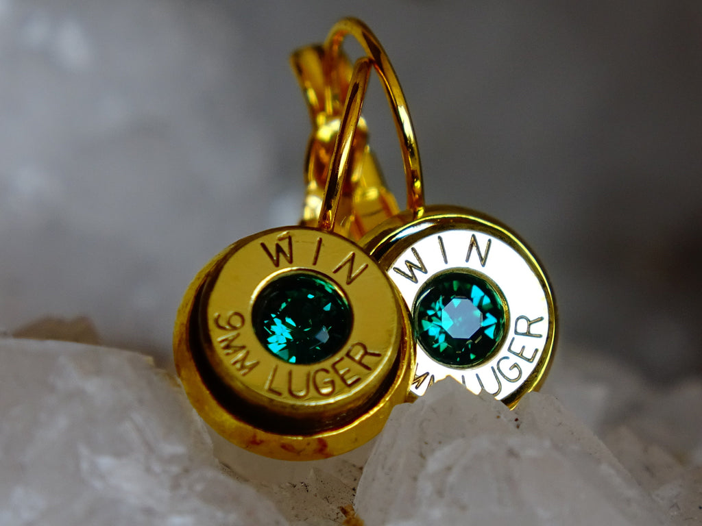 Dangle bullet earrings emerald __etsy:2254223472