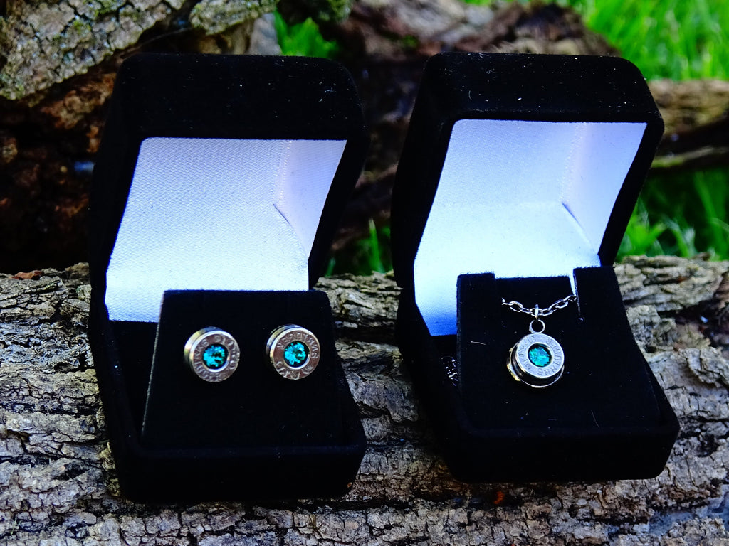 Earring 9mm & Pendant 9mm Bullet jewelry Swarovski stone Set __etsy:1892823096