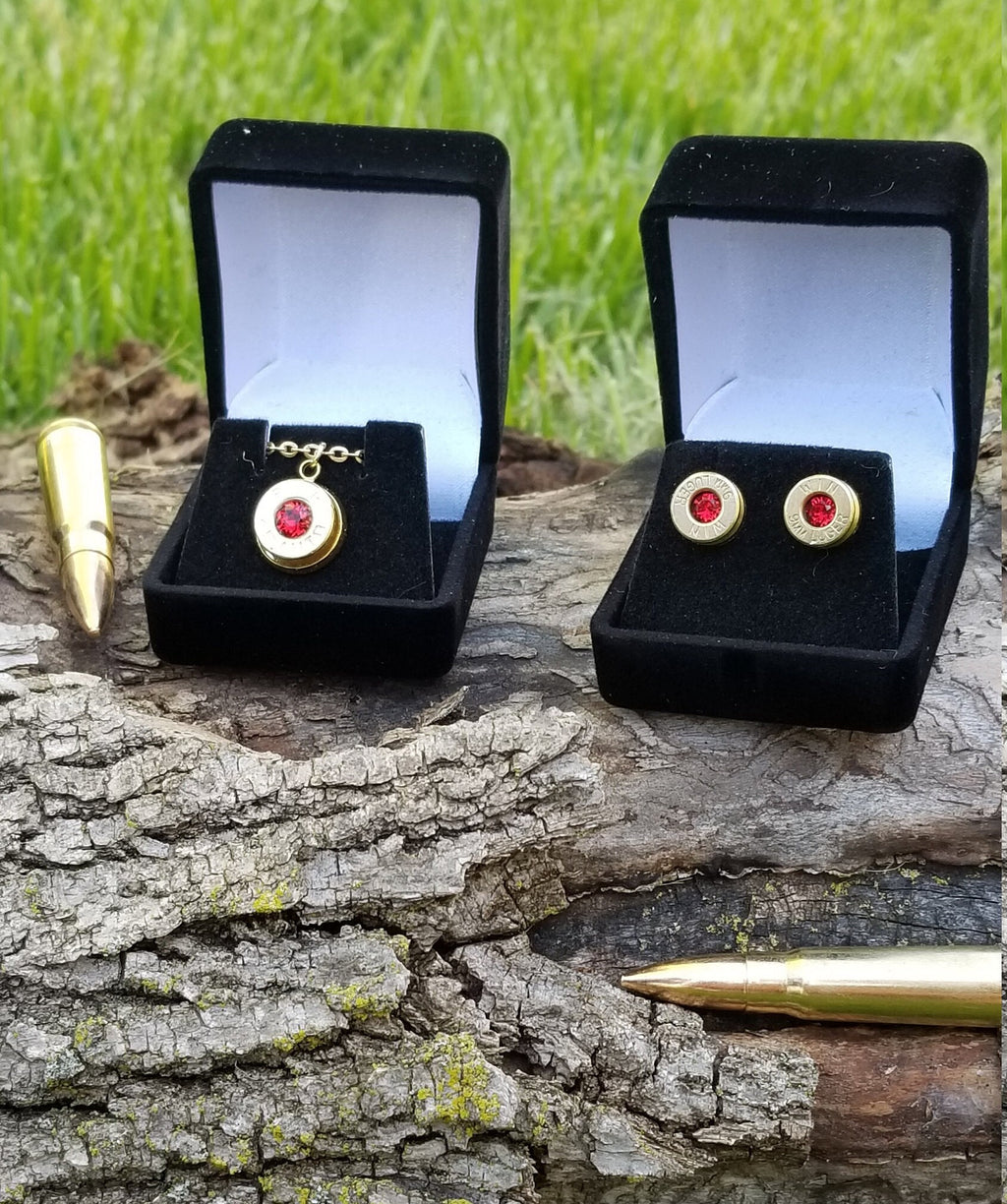 Earring 9mm & Pendant 9mm Bullet jewelry Swarovski stone Set __etsy:1940353657