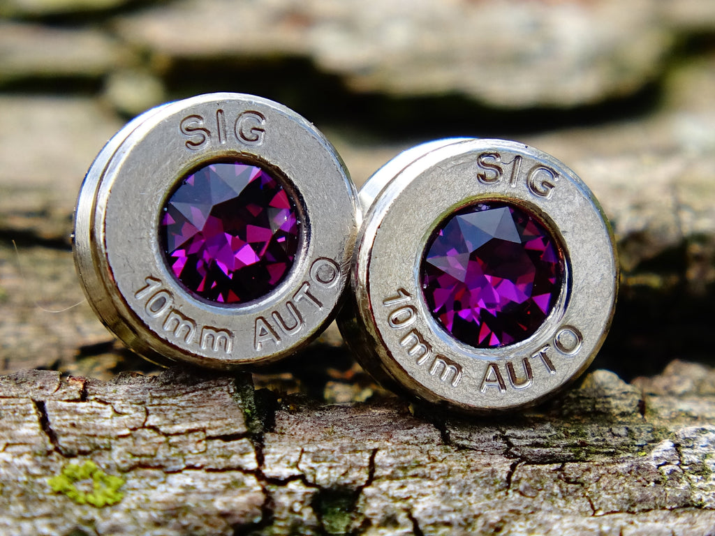 Earrings amethyst bullet
