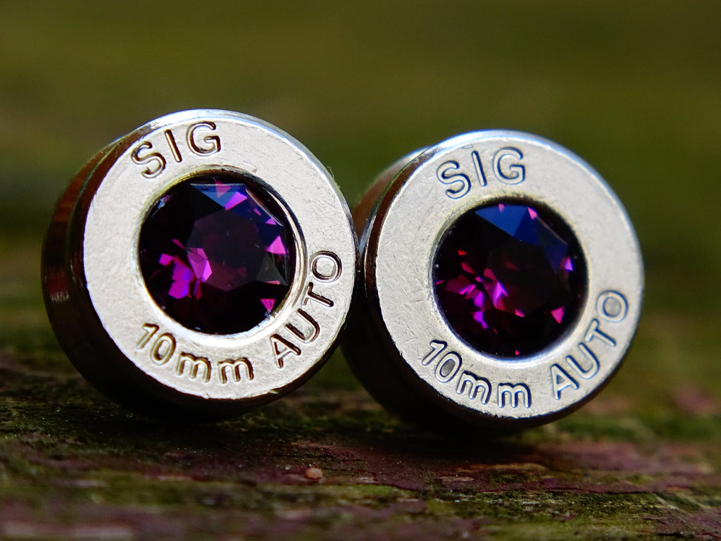 Earrings amethyst bullet