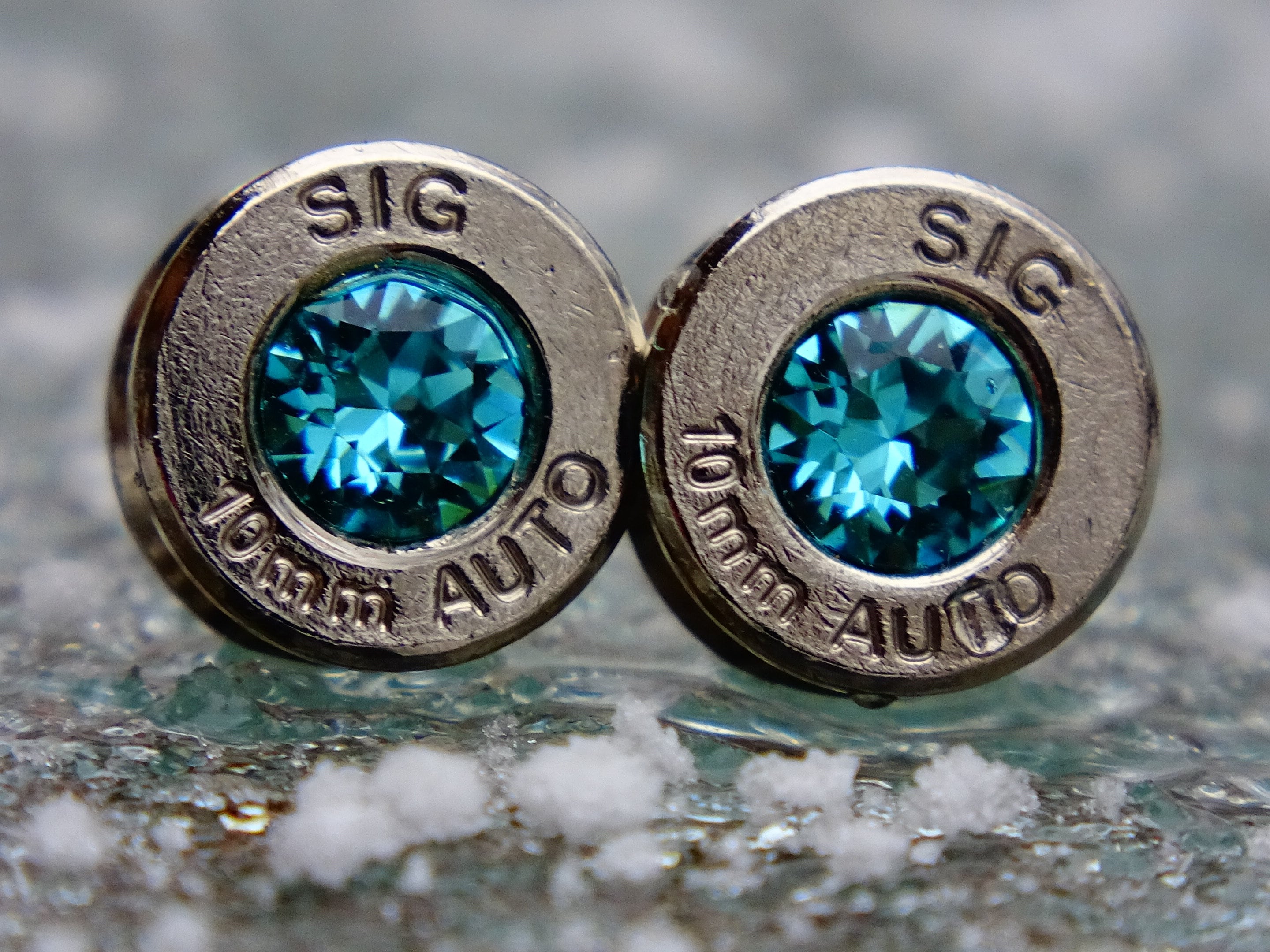 Earrings aqua marine bullet