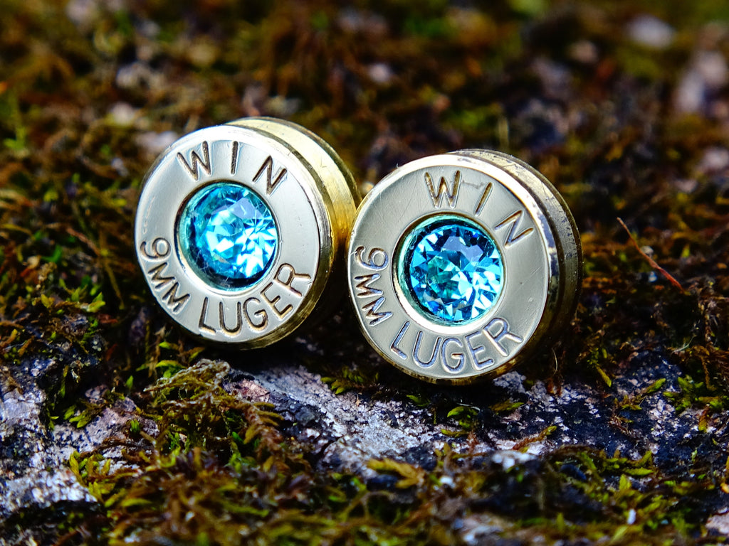 Earrings aqua marine bullet