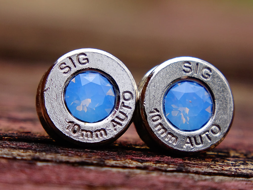 Earrings blue opal bullet __etsy:2258815072