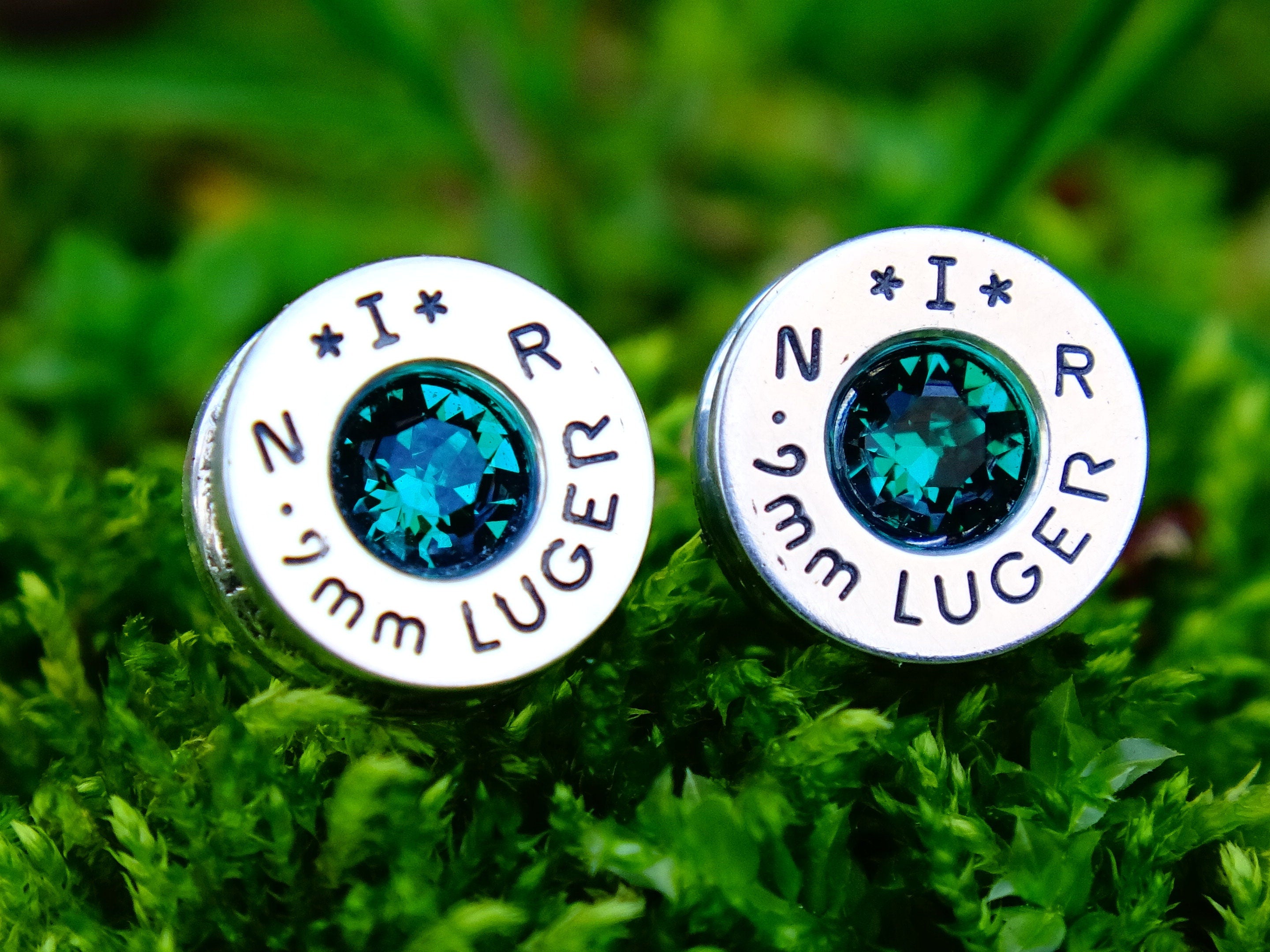 Earrings emerald bullet __etsy:2343009649
