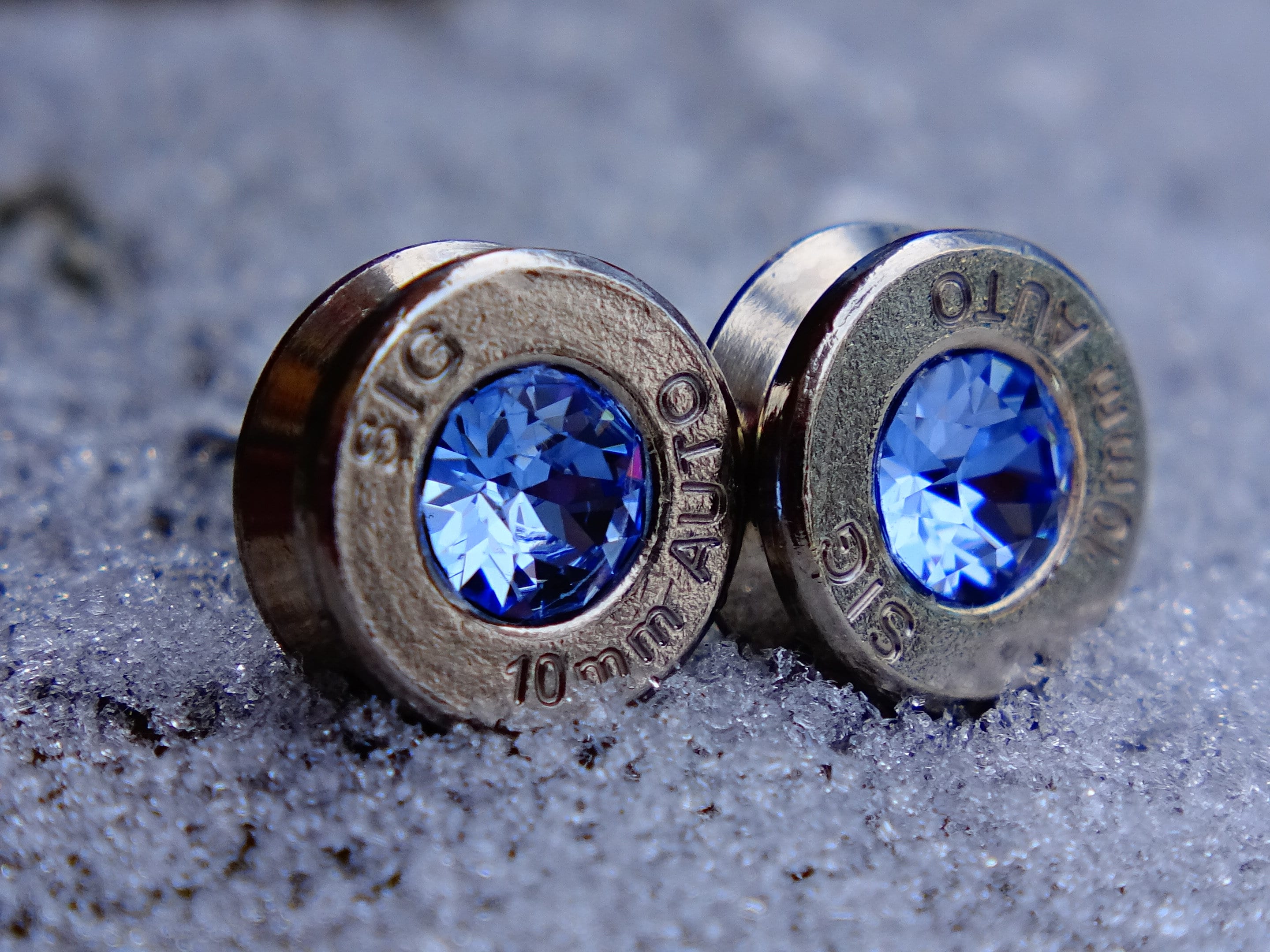 Earrings ice blue bullet
