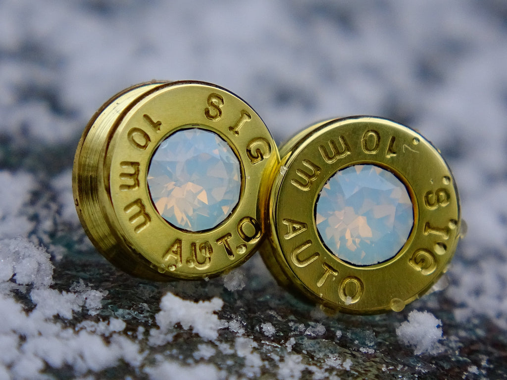 Earrings opal bullet