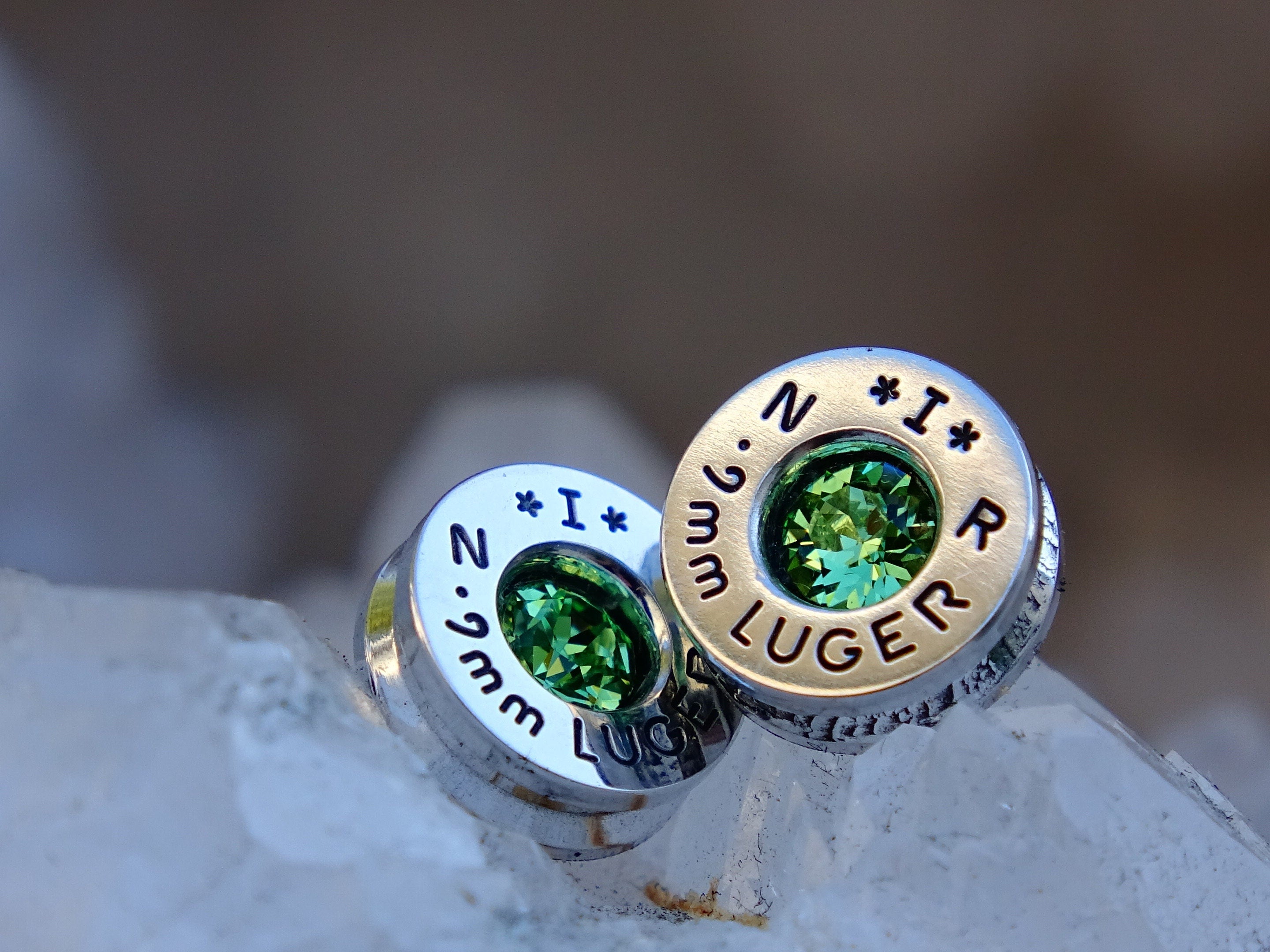Earrings peridot bullet __etsy:2067547579