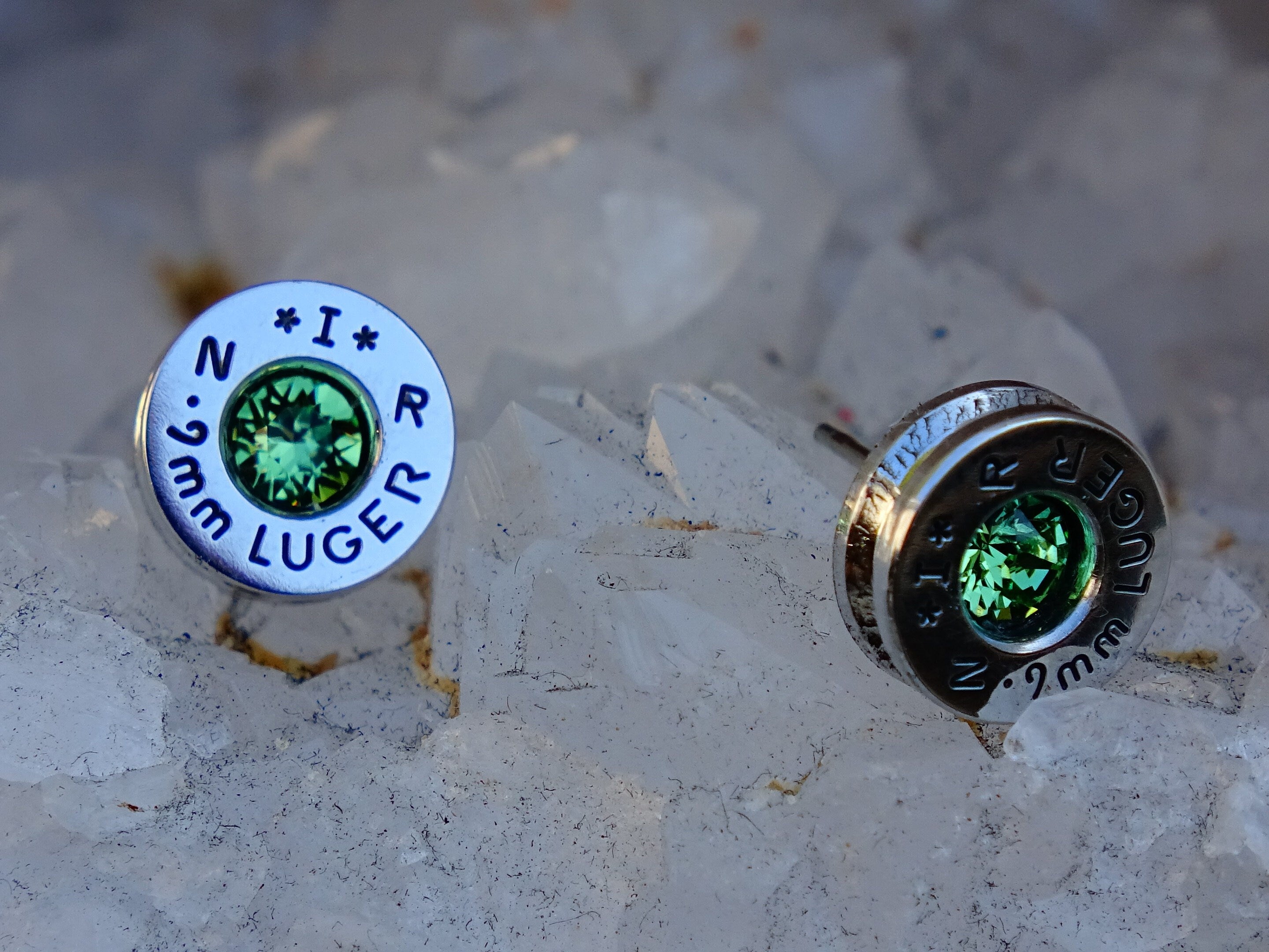 Earrings peridot bullet __etsy:2067547681