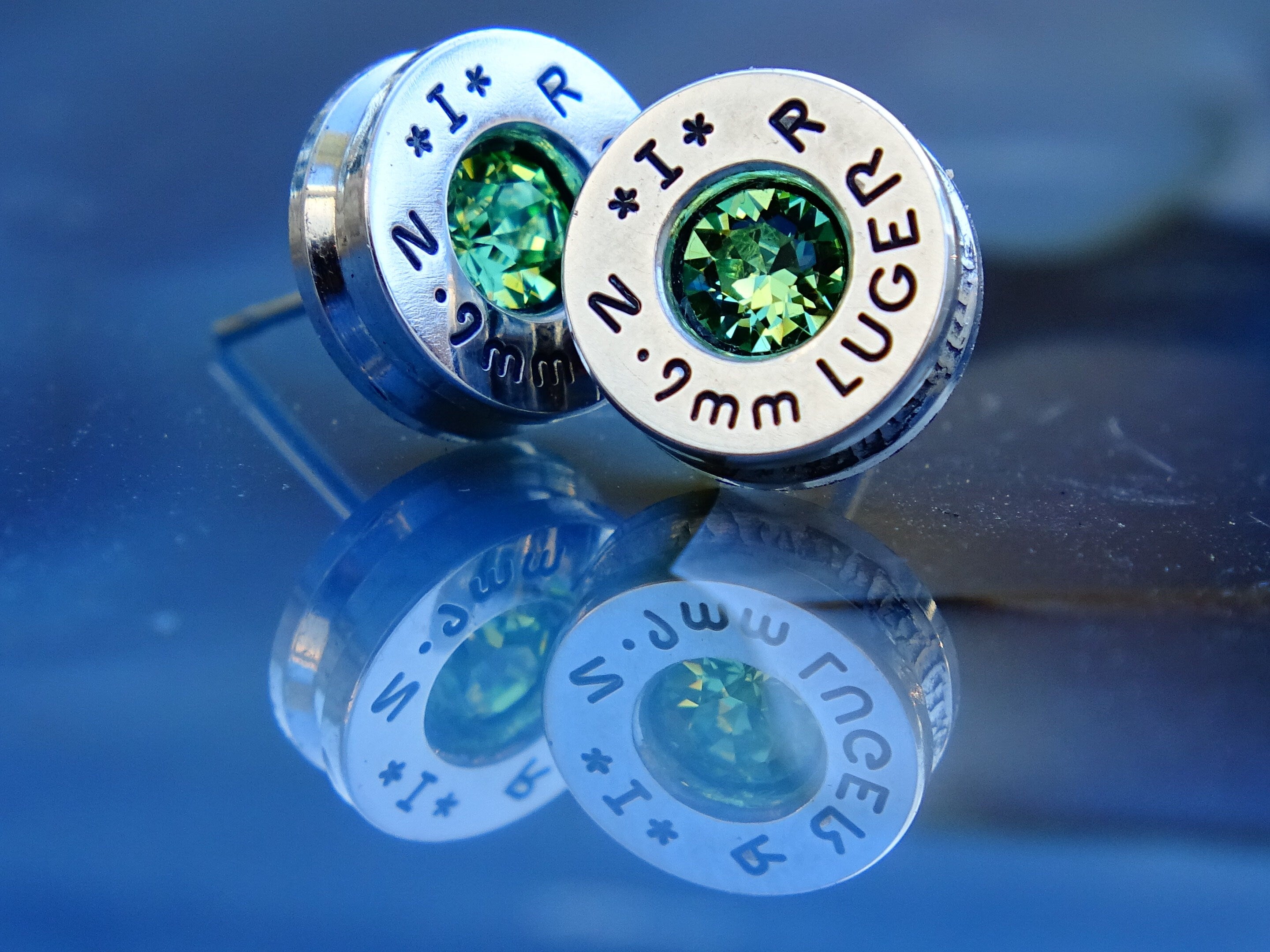 Earrings peridot bullet __etsy:2067547973