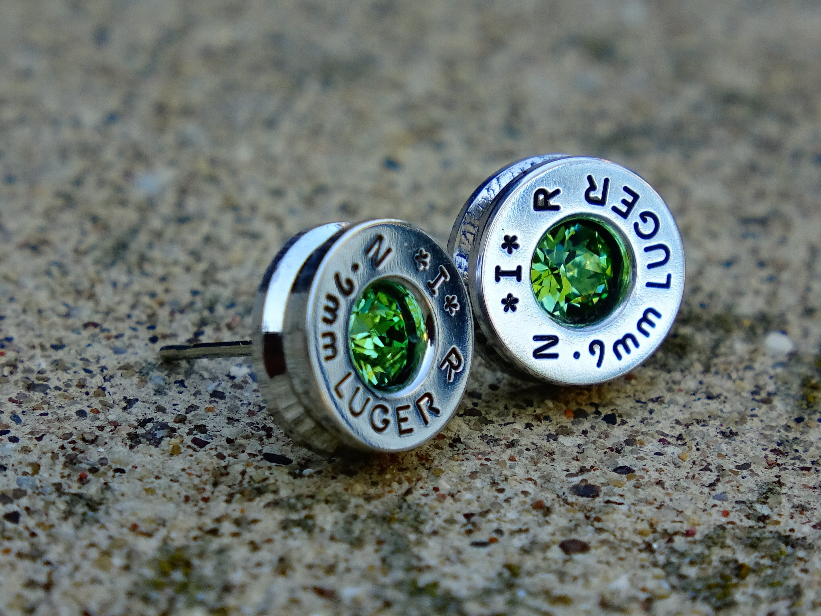 Earrings peridot bullet __etsy:2067548047