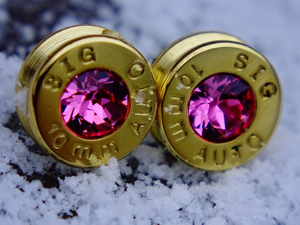 Earrings pink tourmaline bullet