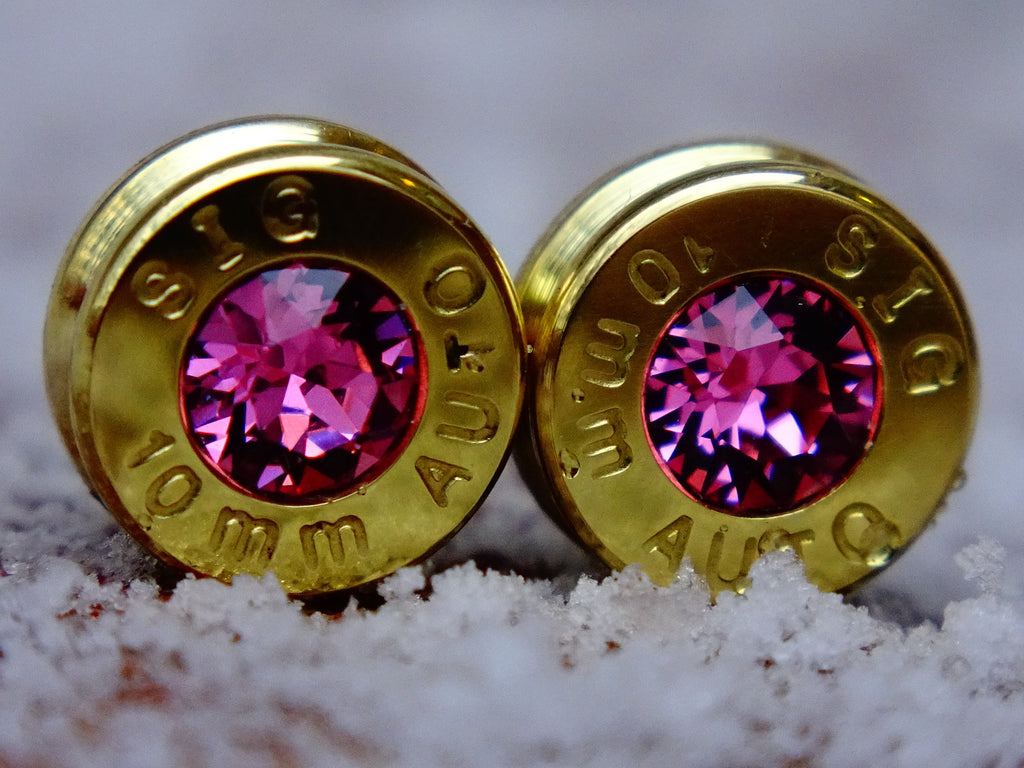 Earrings pink tourmaline bullet