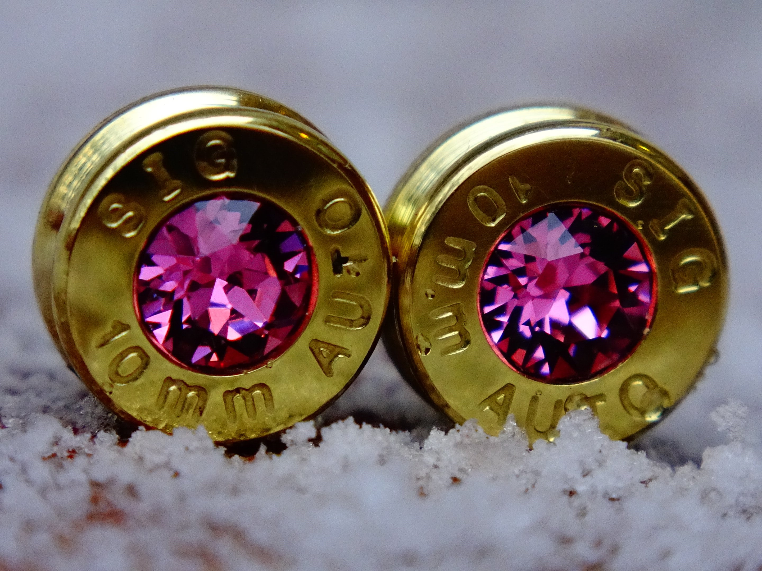 Earrings pink tourmaline bullet