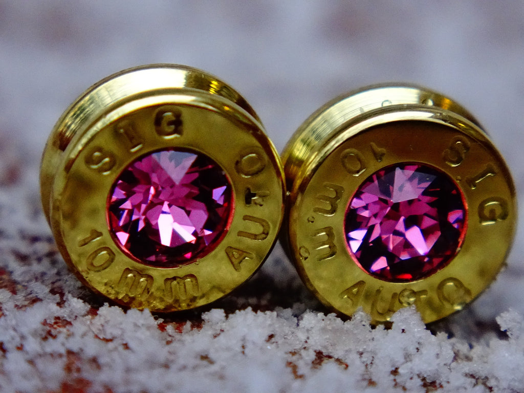 Earrings pink tourmaline bullet
