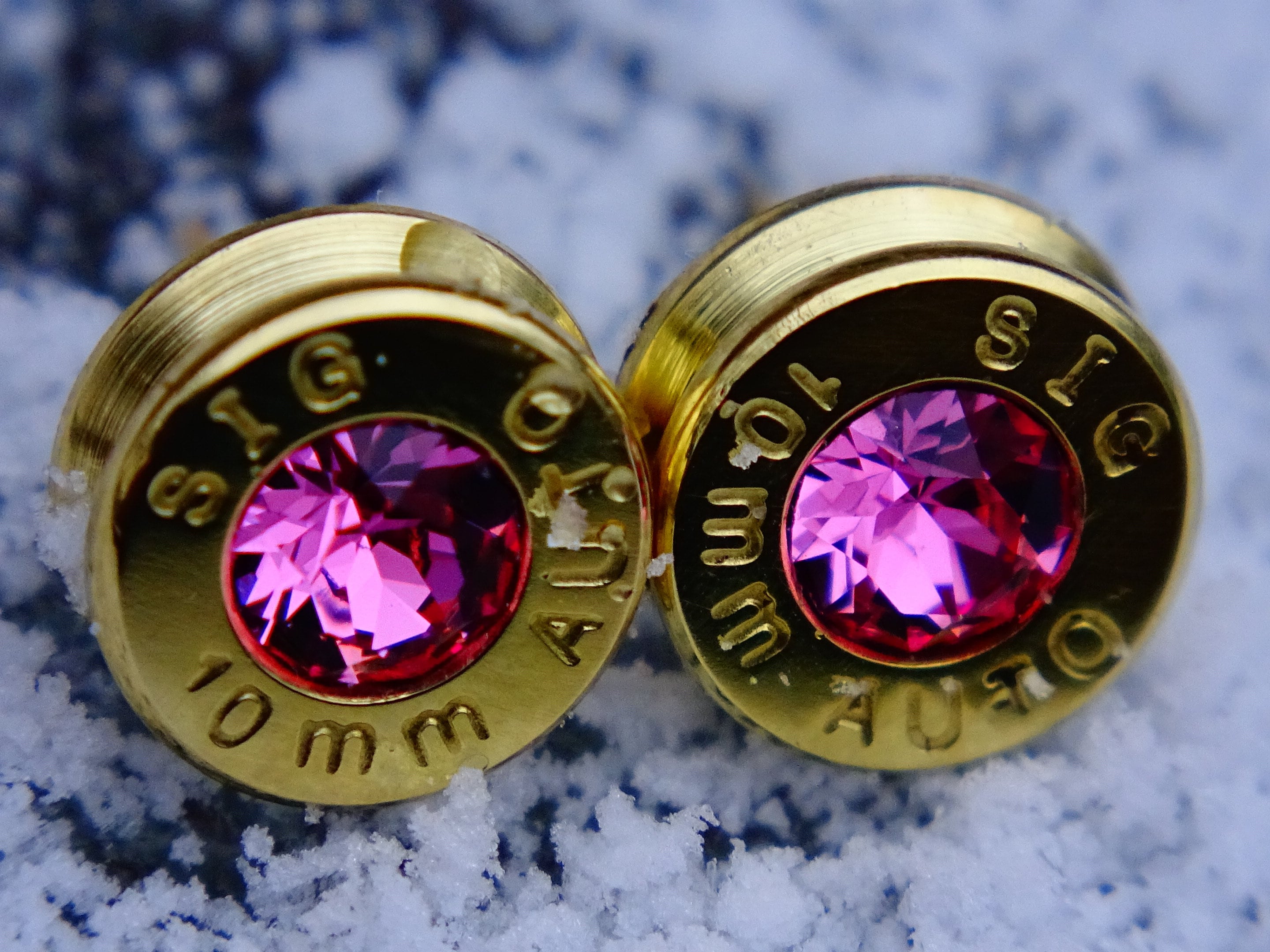 Earrings pink tourmaline bullet