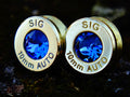 Earrings sapphire bullet