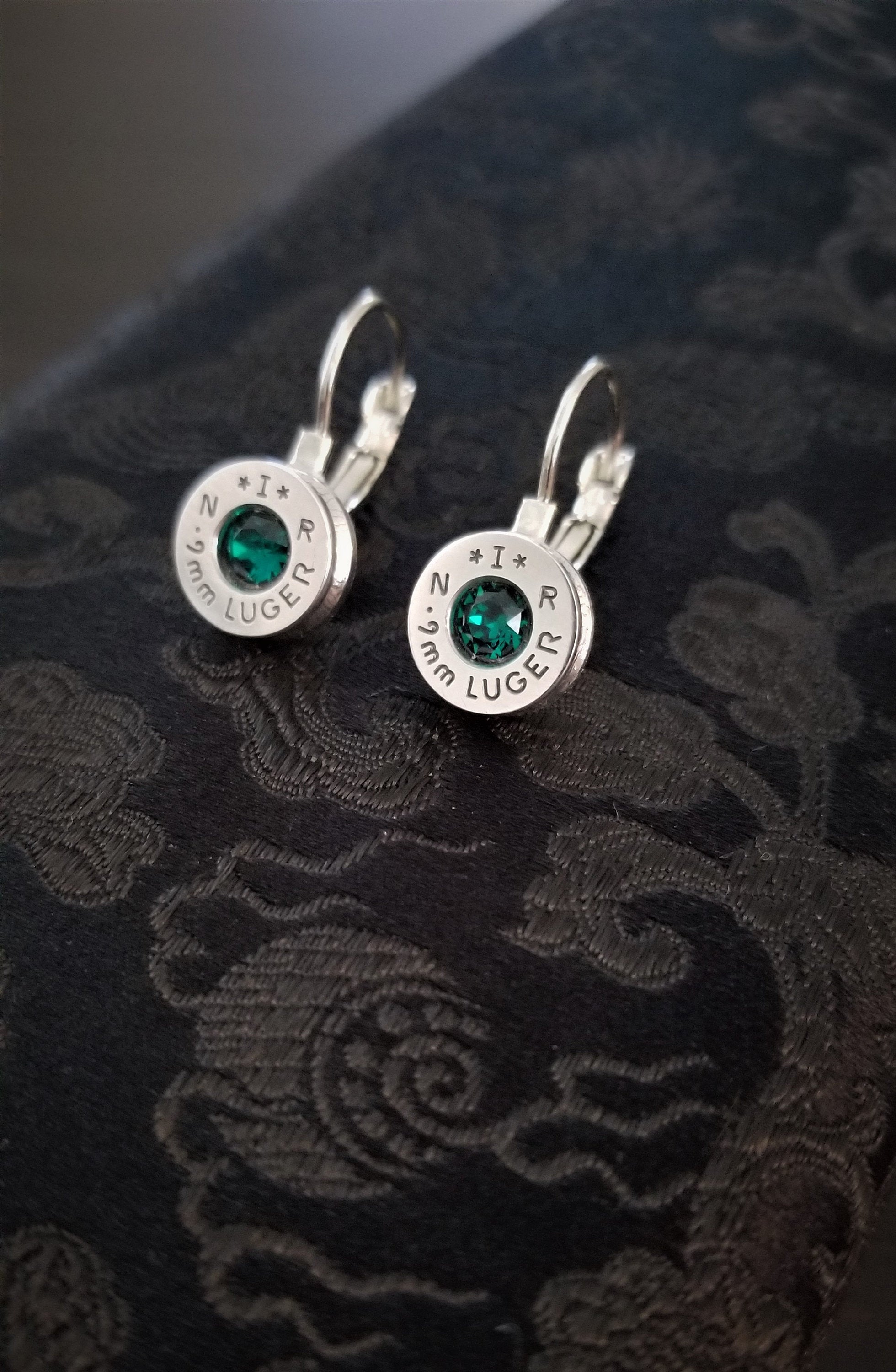 Emerald 9mm Bullet French Clip Earrings __etsy:1971518659