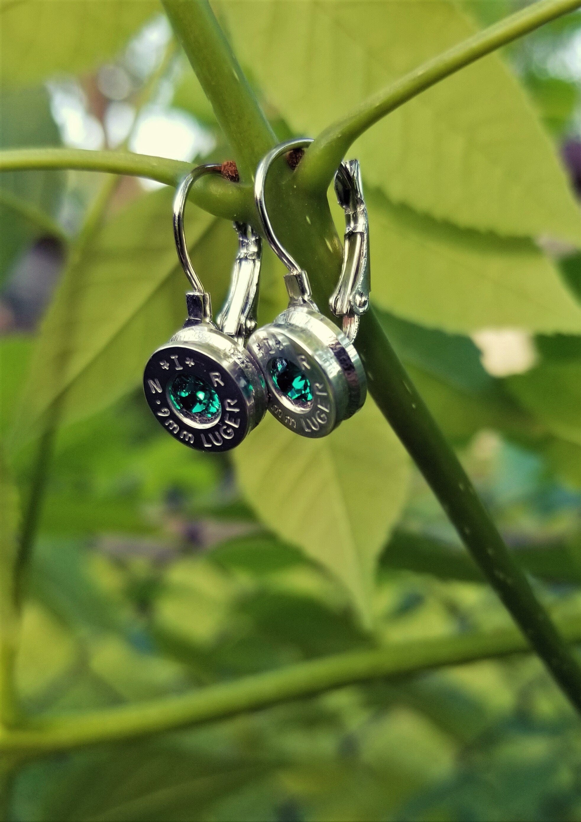 Emerald 9mm Bullet French Clip Earrings __etsy:1971516695