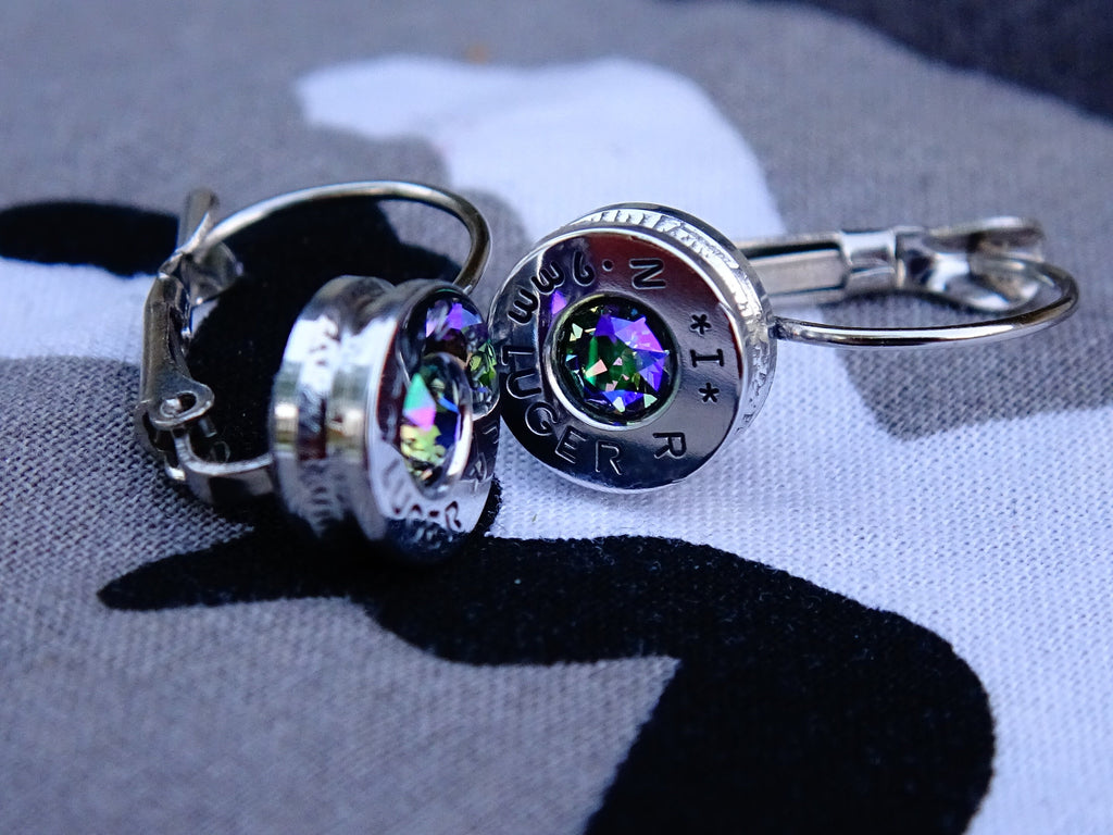 French clip 9mm bullet earrings with Swarovski crystal Alexandrite __etsy:1953596310