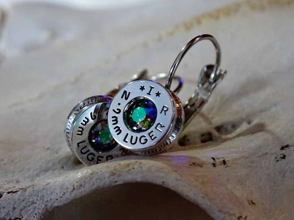 French clip 9mm bullet earrings with Swarovski crystal Alexandrite __etsy:2001128629