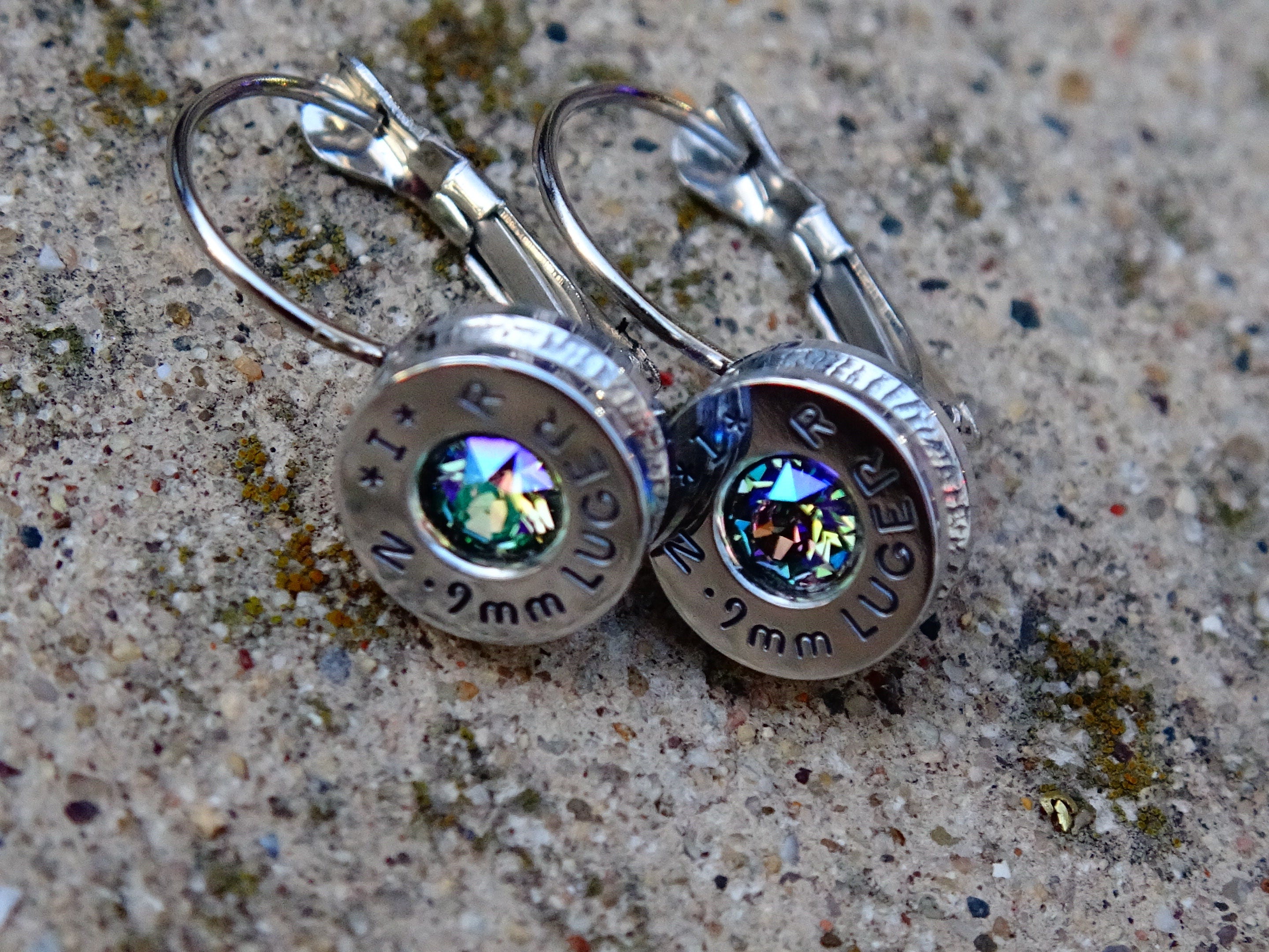 French clip 9mm bullet earrings with Swarovski crystal Alexandrite __etsy:1953595630