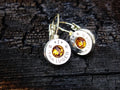 French clip 9mm bullet earrings with Swarovski crystal topaz __etsy:2000782171