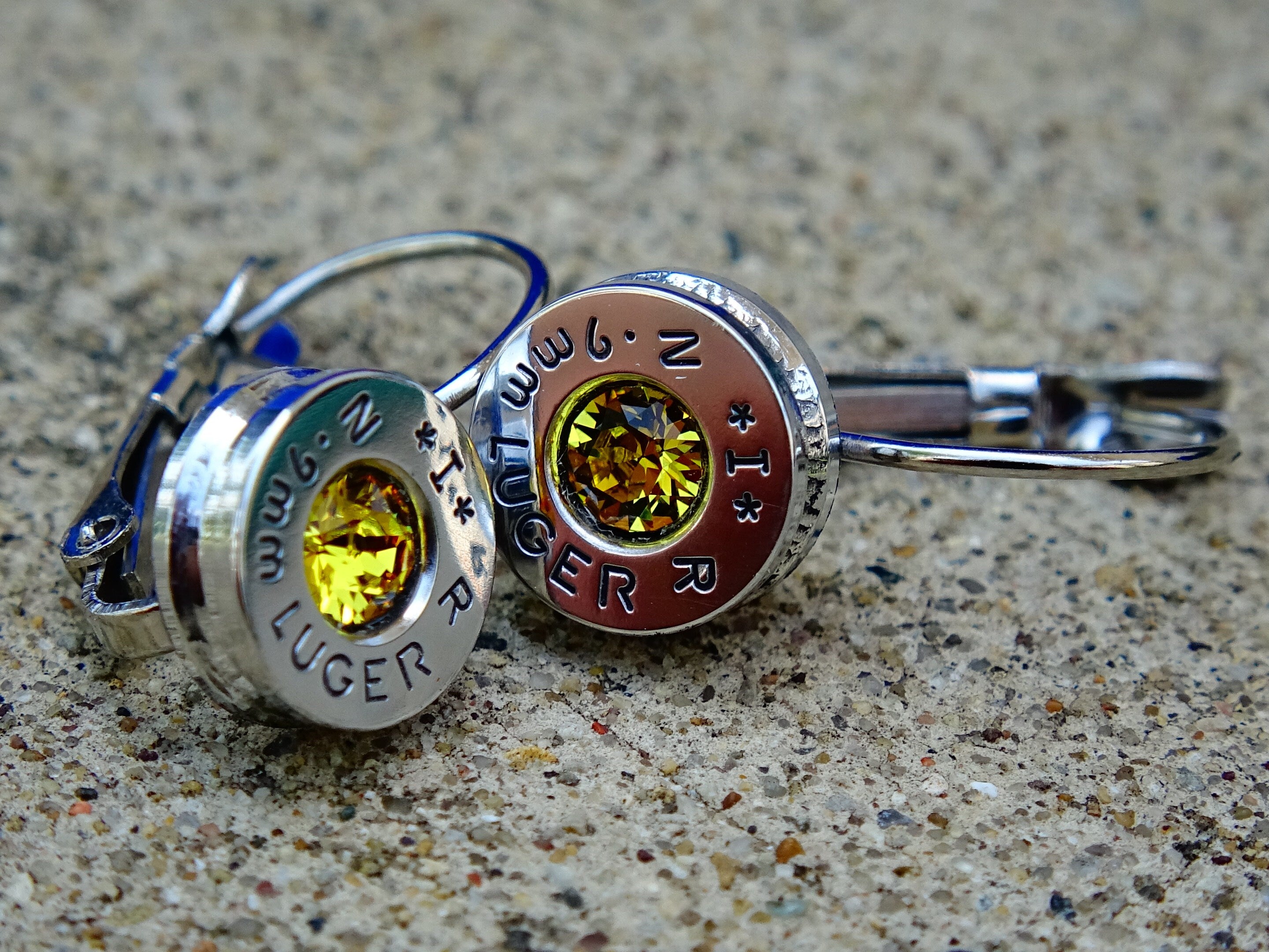 French clip 9mm bullet earrings with Swarovski crystal yellow citrine __etsy:2007280747