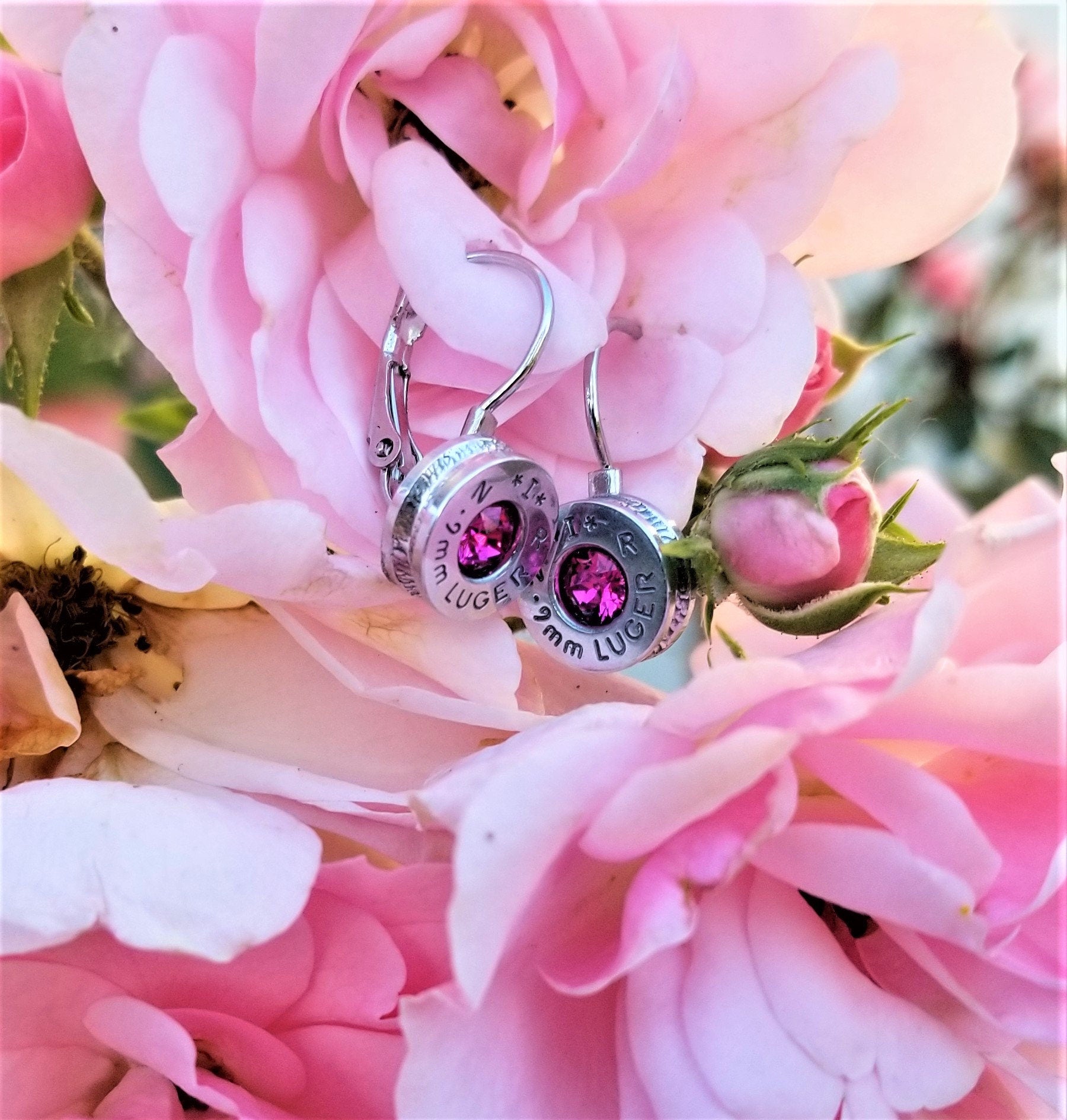 Fuschia 9mm Bullet French Clip Earrings __etsy:1924301490
