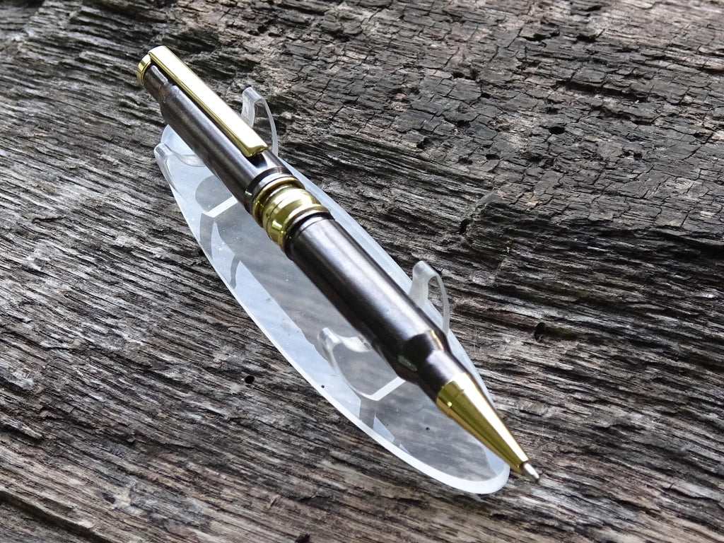 LIMITED EDITION Bullet pen 308 Black gun metal & brass __etsy:6429539764