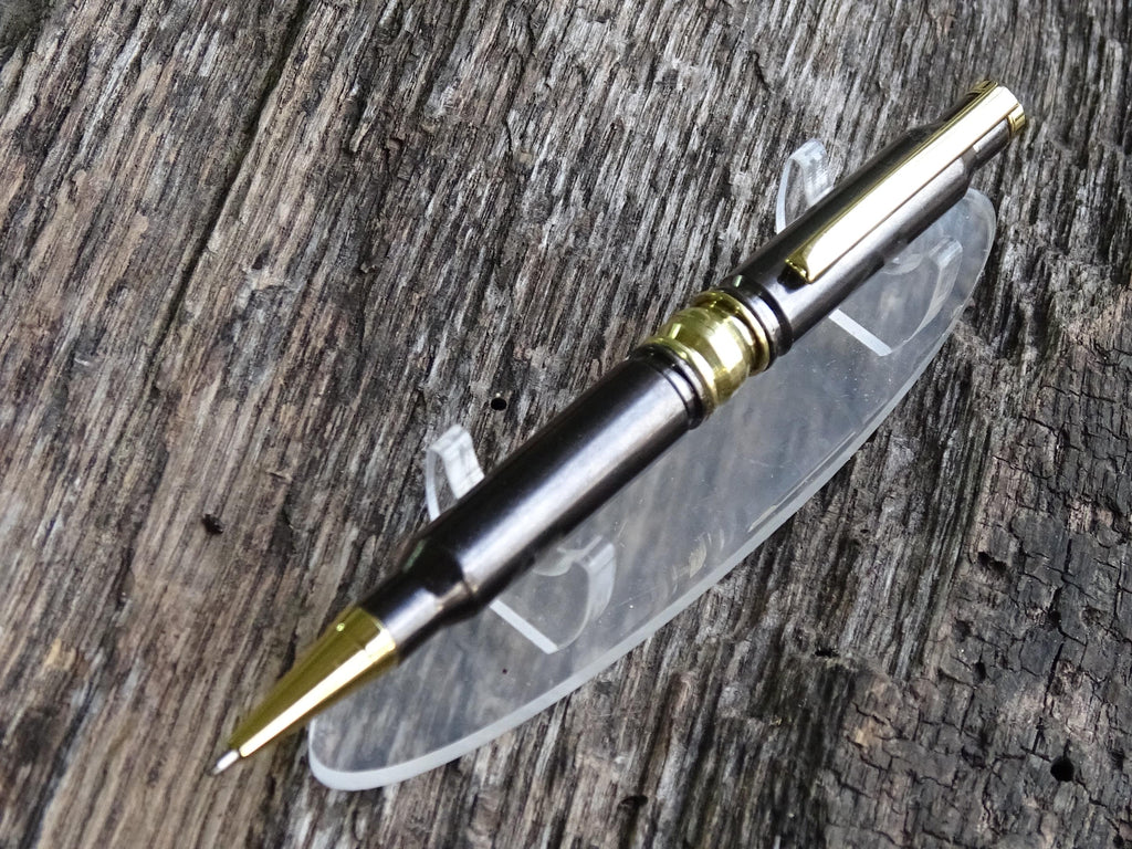 LIMITED EDITION Bullet pen 308 Black gun metal & brass __etsy:6429539186