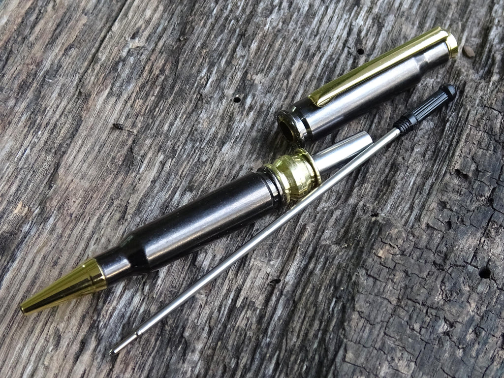 LIMITED EDITION Bullet pen 308 Black gun metal & brass __etsy:6477638605