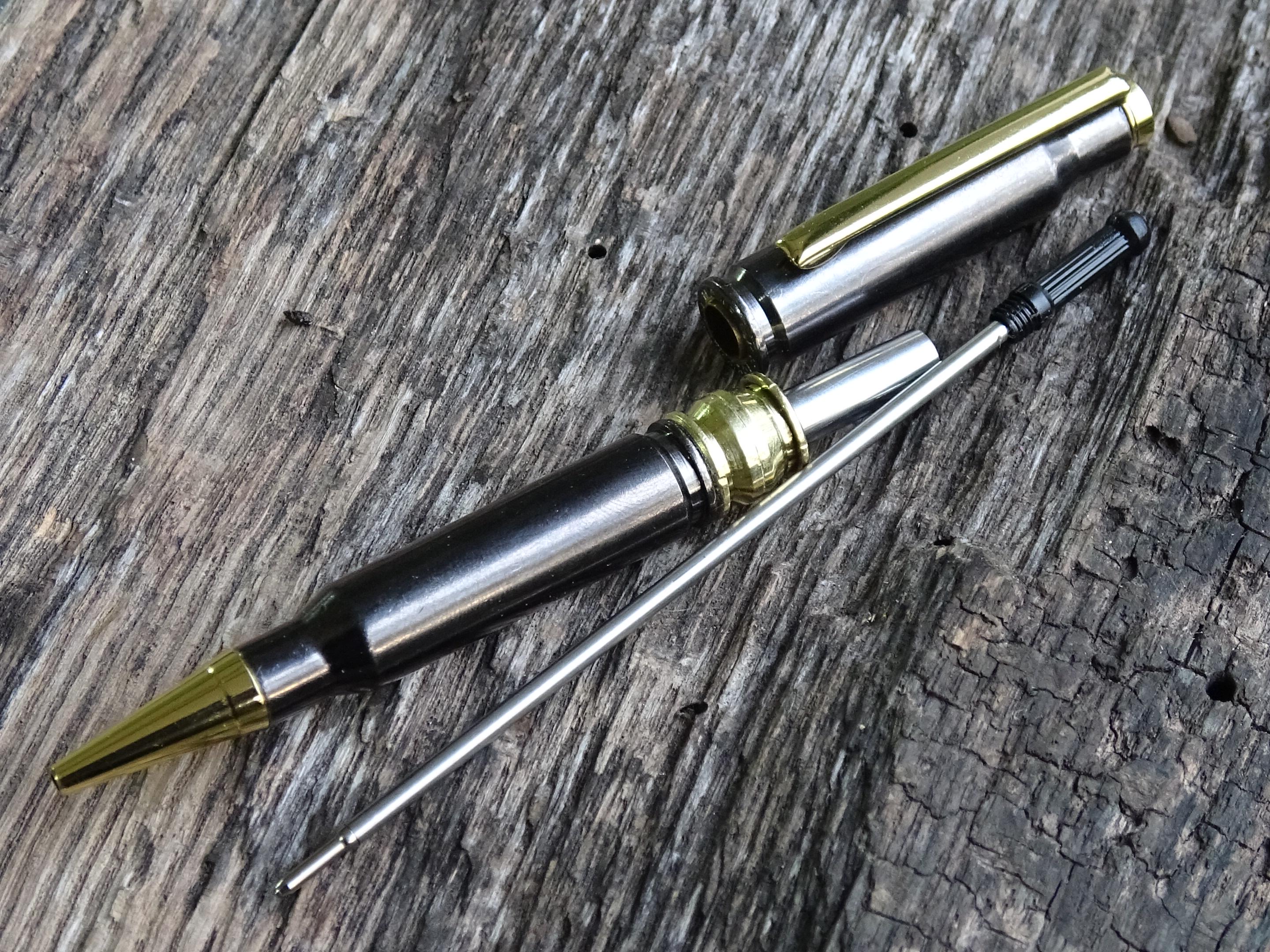LIMITED EDITION Bullet pen 308 Black gun metal & brass __etsy:6477638605