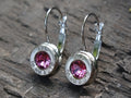 Lever back bullet earrings 10mm Pink Tourmaline __etsy:5105884706
