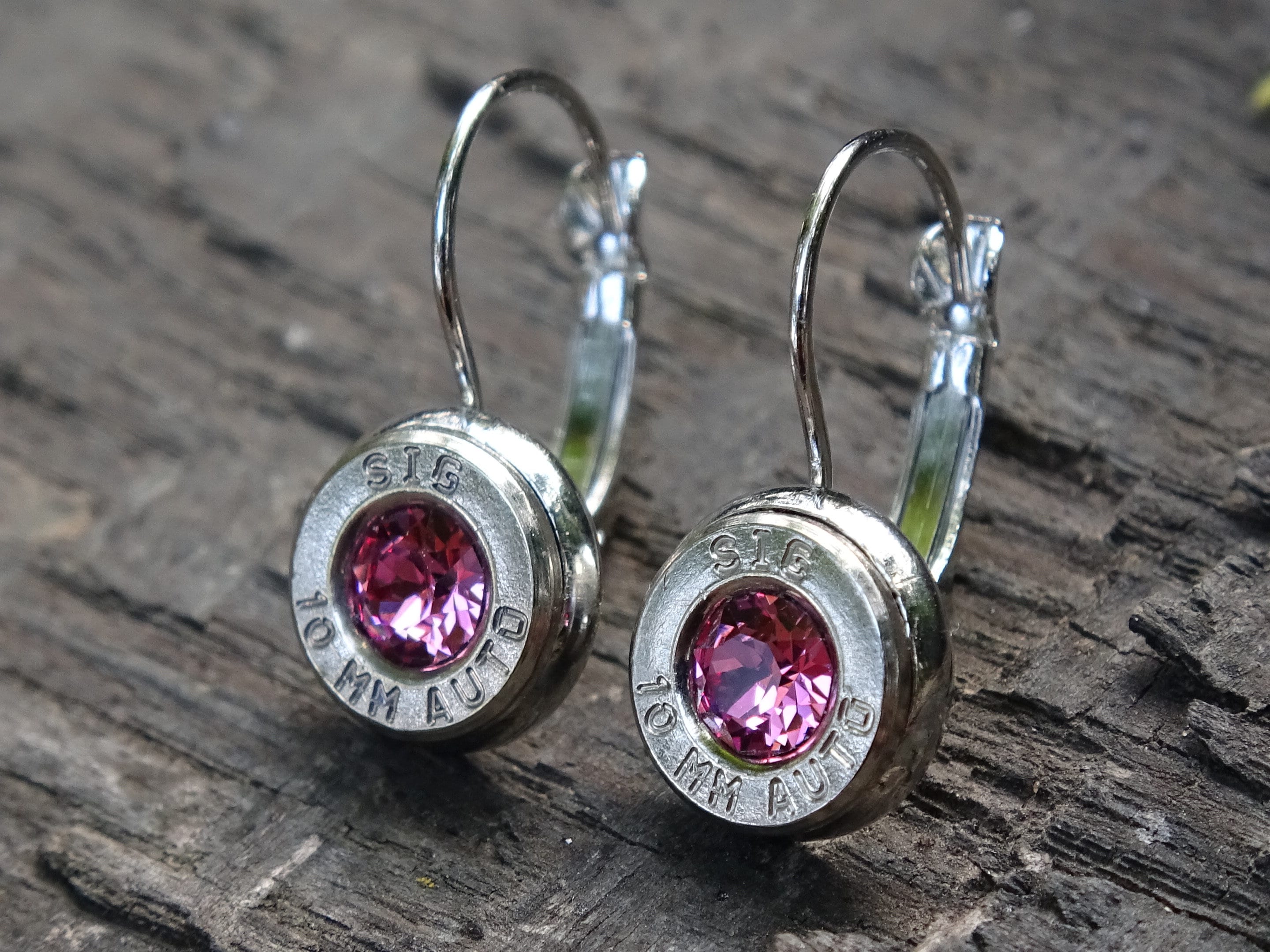 Lever back bullet earrings 10mm Pink Tourmaline __etsy:5105884706