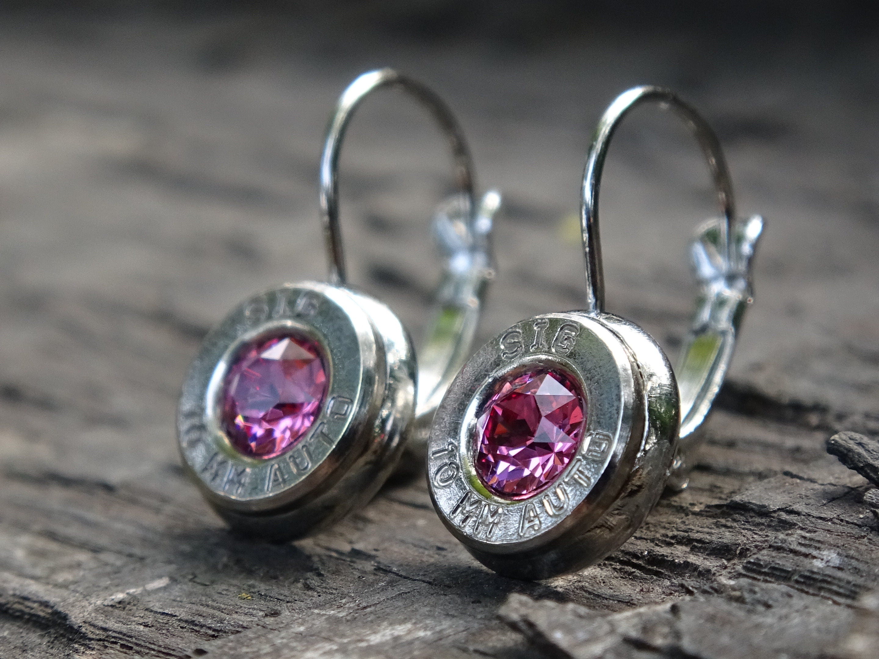 Lever back bullet earrings 10mm Pink Tourmaline __etsy:5154108597