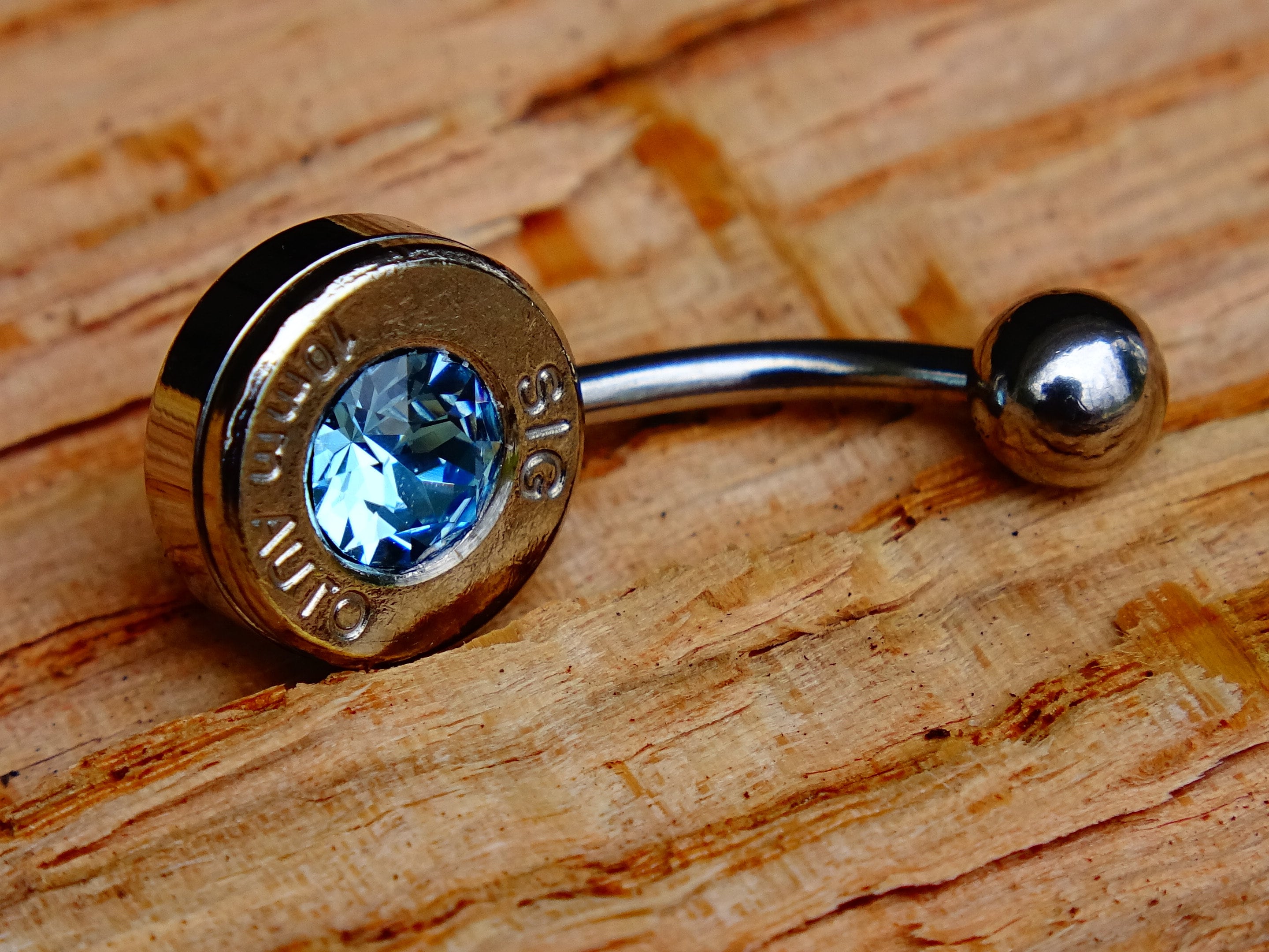 Navel ring belly button ring aqua marine bullet