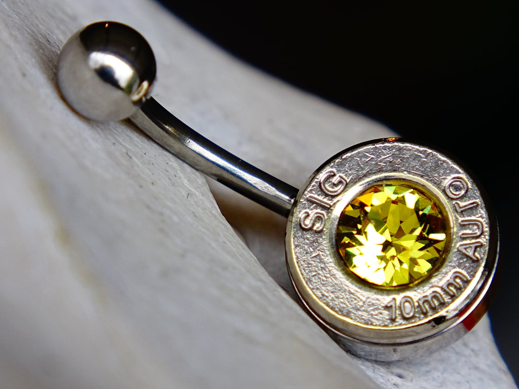 Navel ring belly button ring citrine bullet