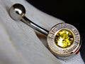 Navel ring belly button ring citrine bullet
