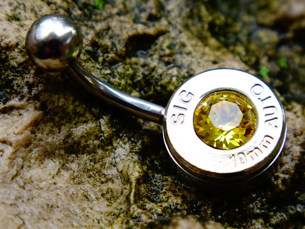 Navel ring belly button ring citrine bullet