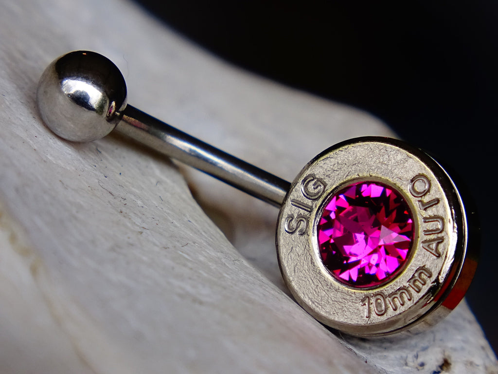 Navel ring belly button ring fushia bullet