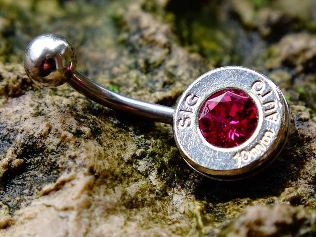 Navel ring belly button ring fushia bullet