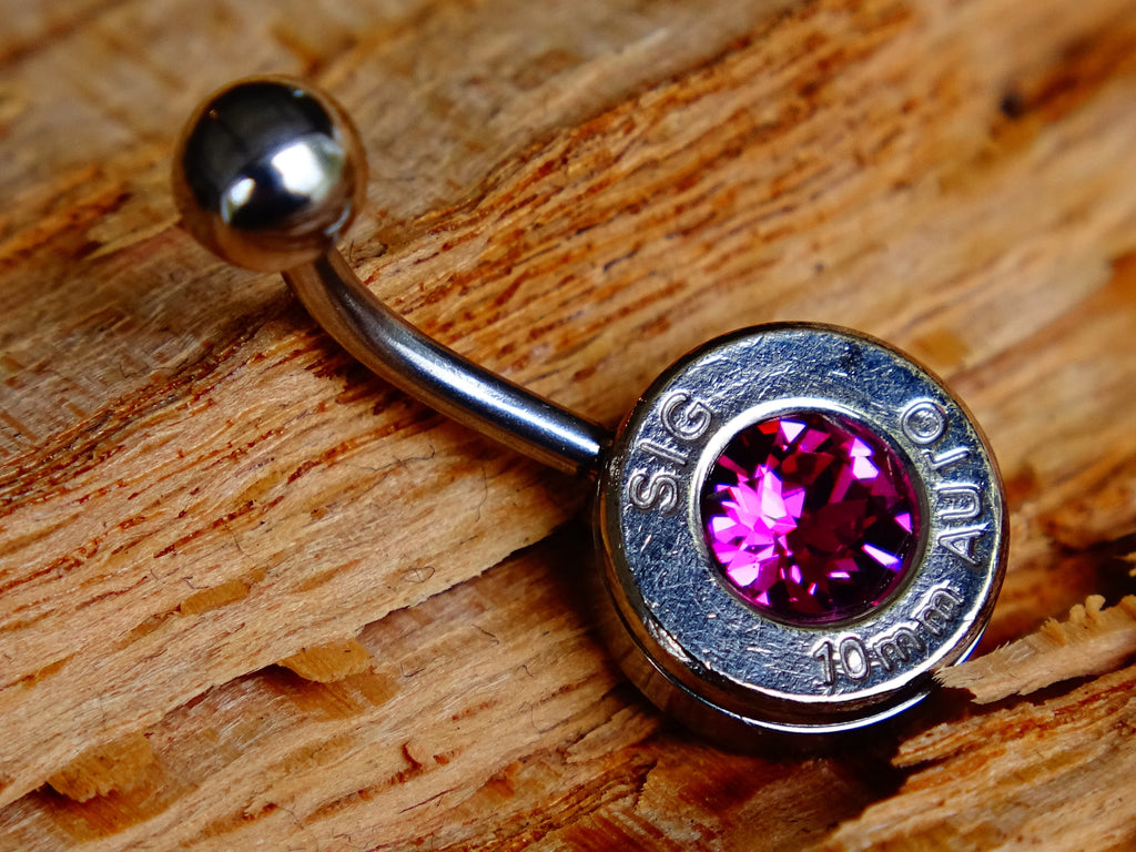 Navel ring belly button ring fushia bullet