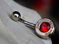Navel ring belly button ring garnet bullet