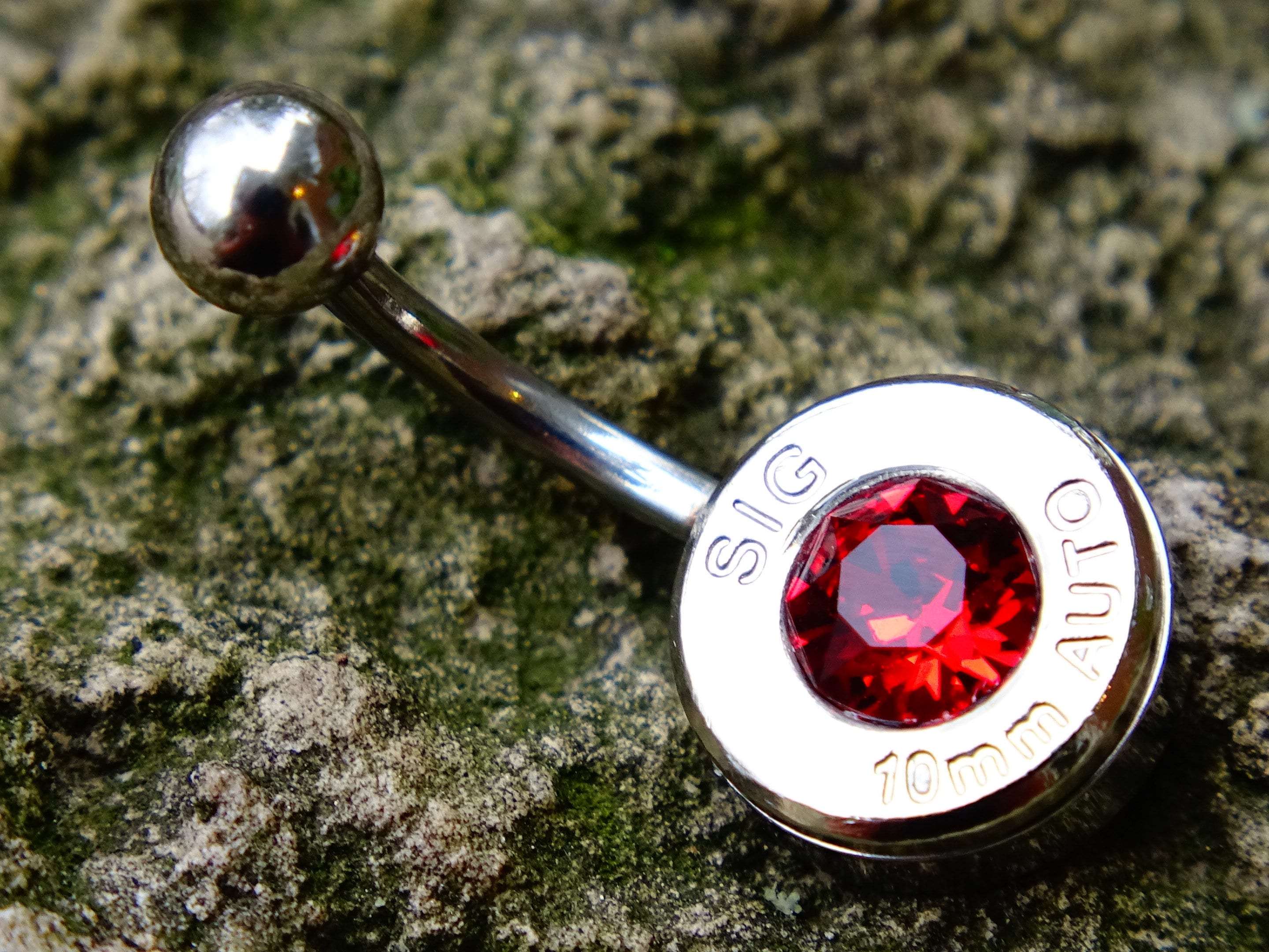 Navel ring belly button ring garnet bullet