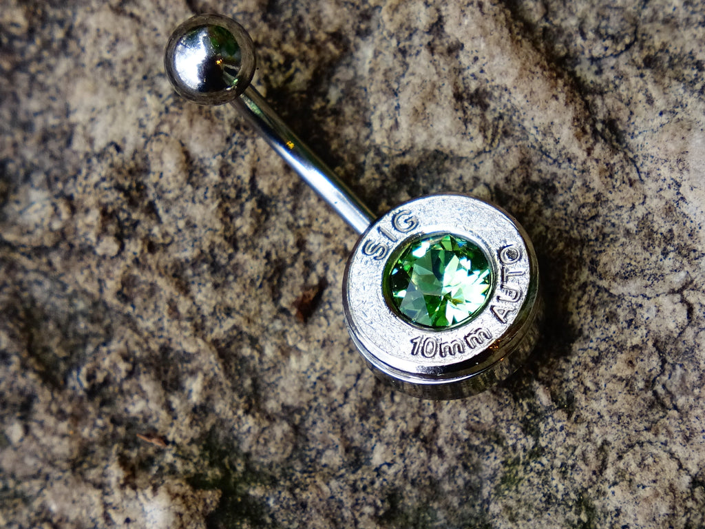 Navel ring belly button ring peridot bullet