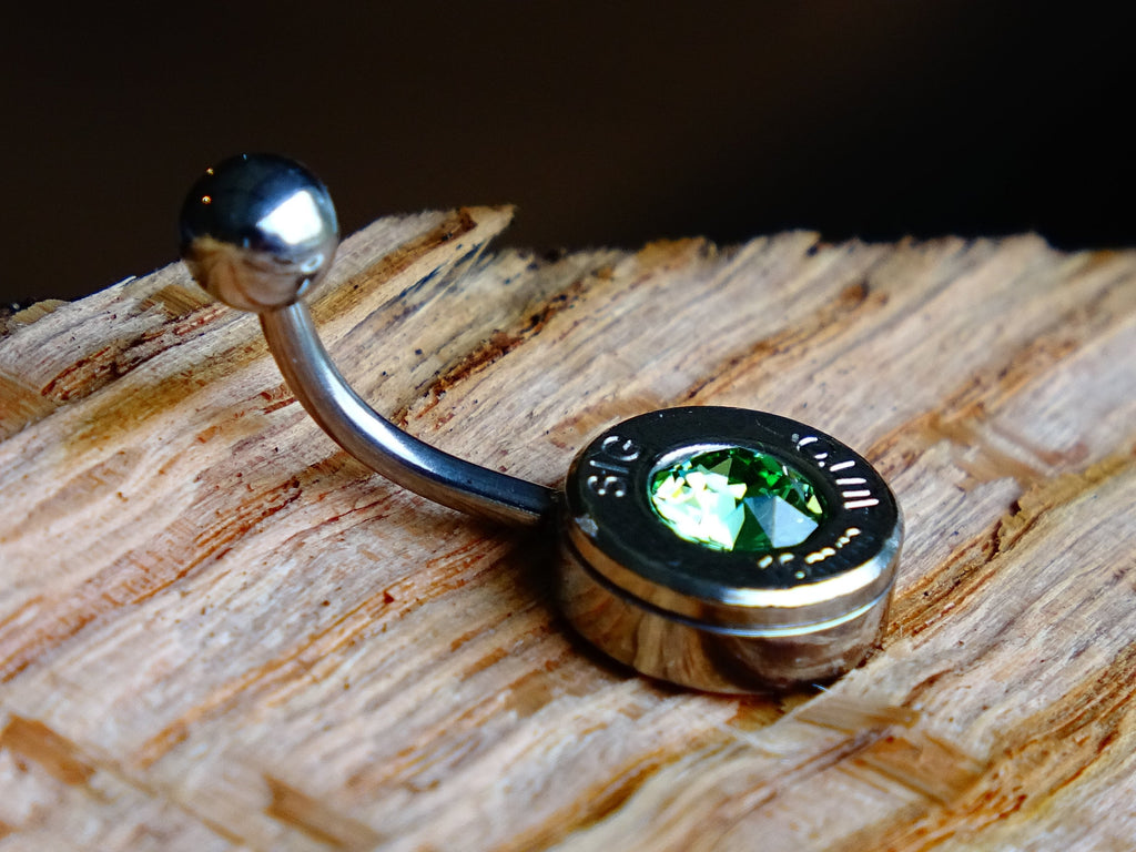Navel ring belly button ring peridot bullet