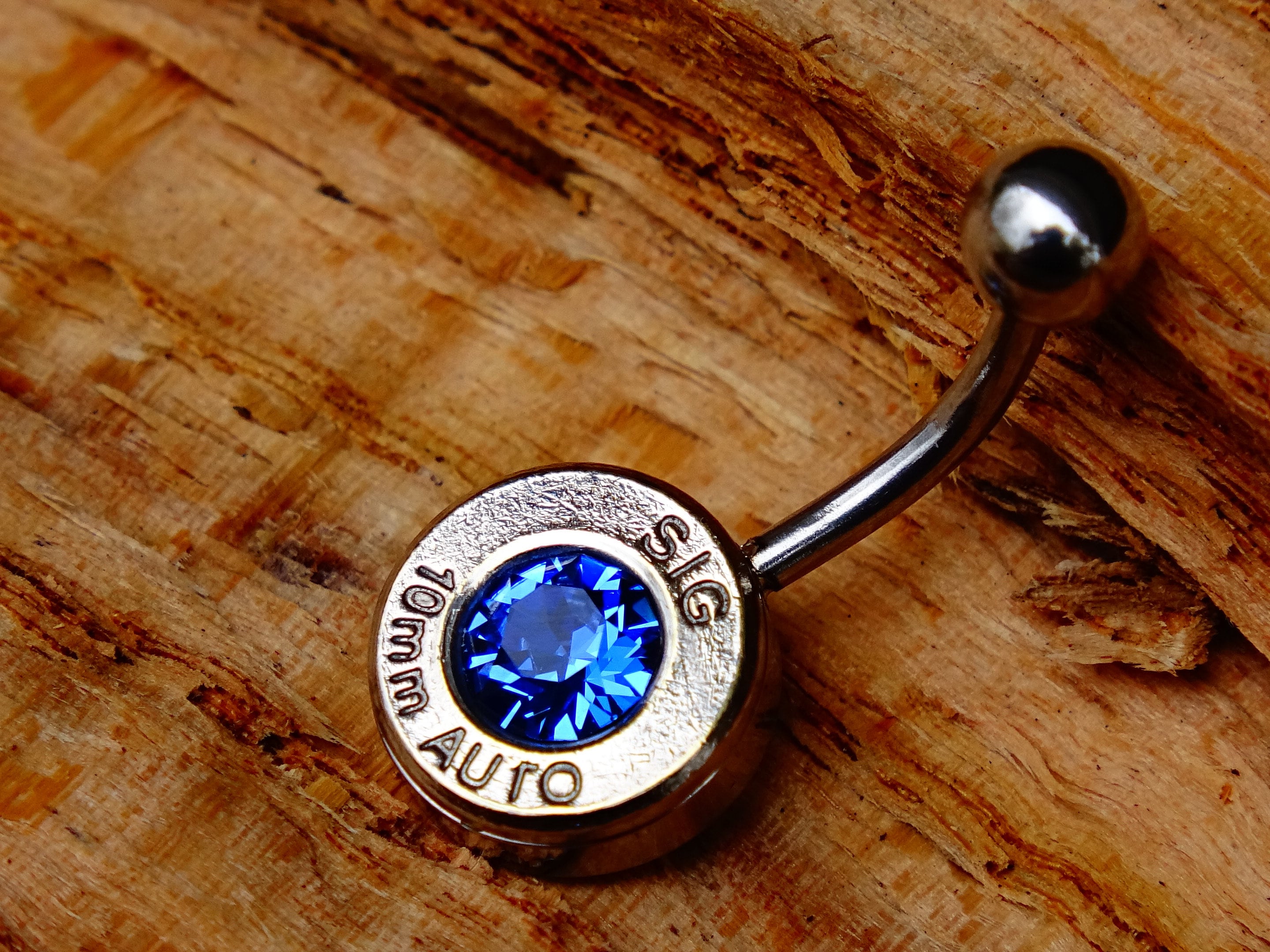 Navel ring belly button ring sapphire bullet