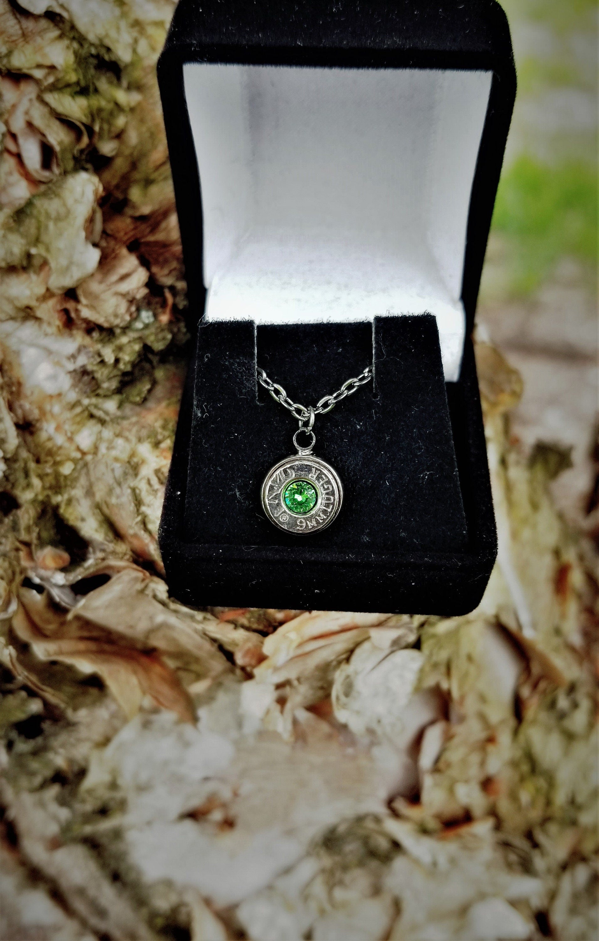 Peridot (green) 9mm bullet jewelry necklace pendant swarovski stone __etsy:1925009480