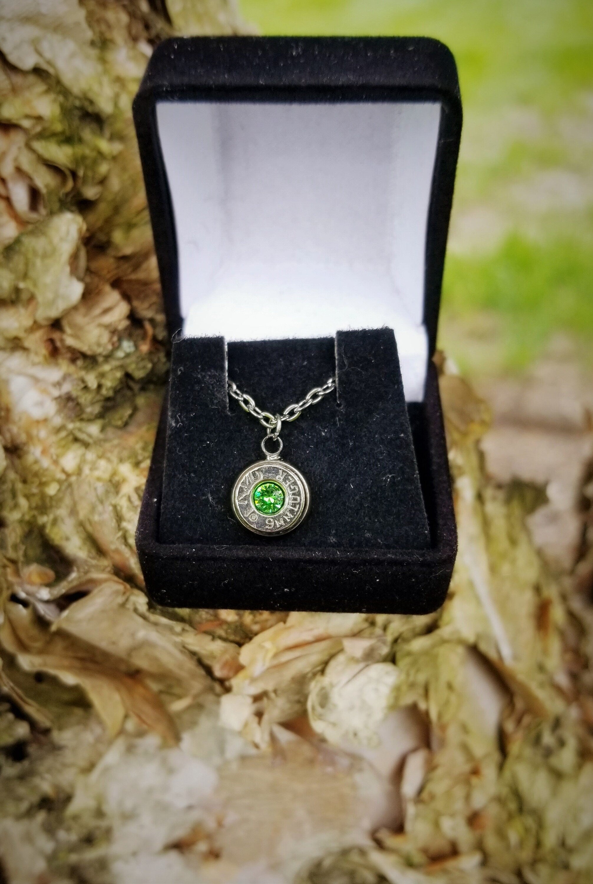 Peridot (green) 9mm bullet jewelry necklace pendant swarovski stone __etsy:1925009718